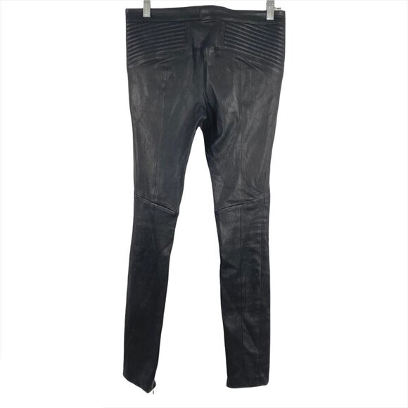 A.L.C. Pants Leather Cotton Black Leg‎ Zip Size 2 - Picture 6 of 10